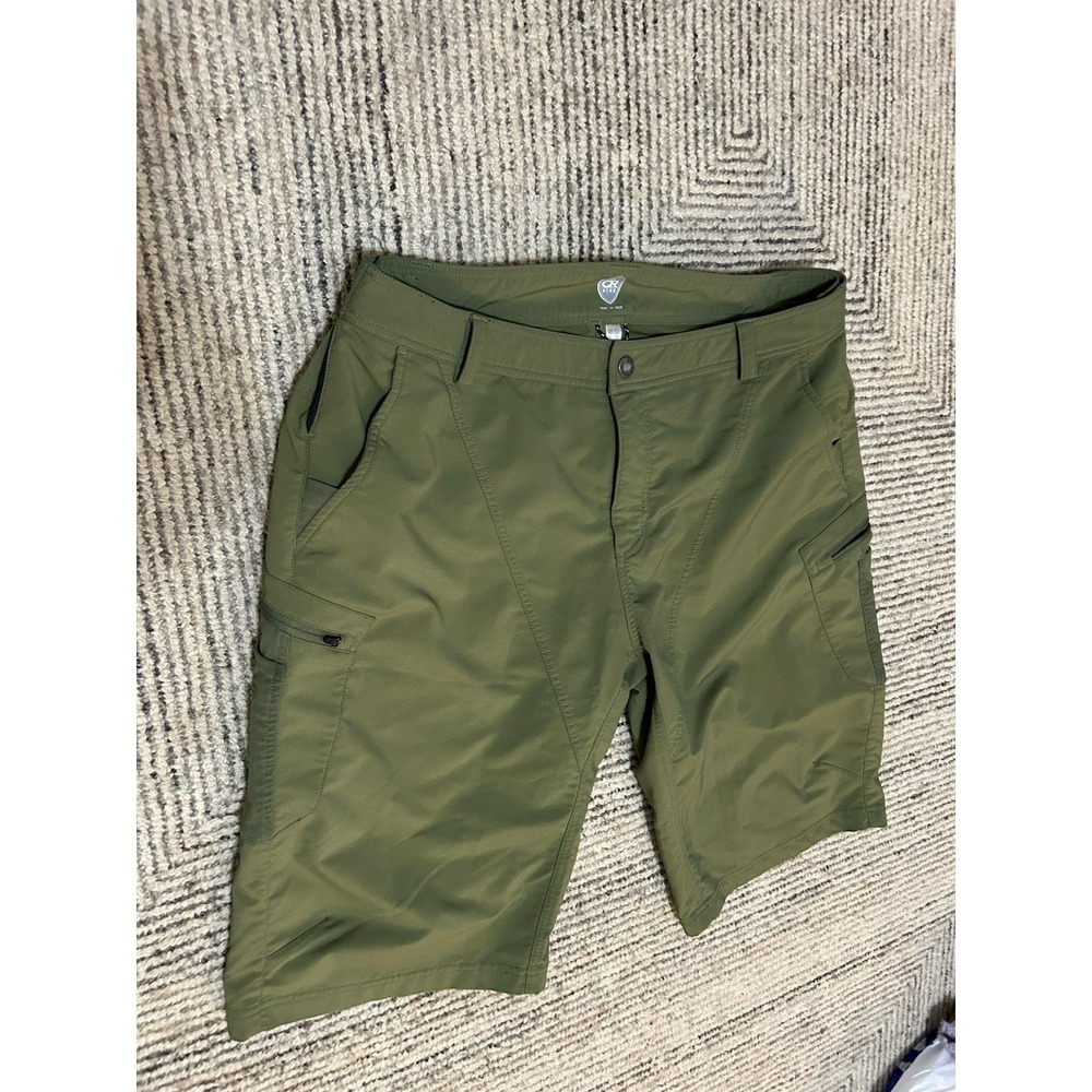 Club Ride Cycling Shorts Mens XL Green Stretch Zip Pocket Bike Trail